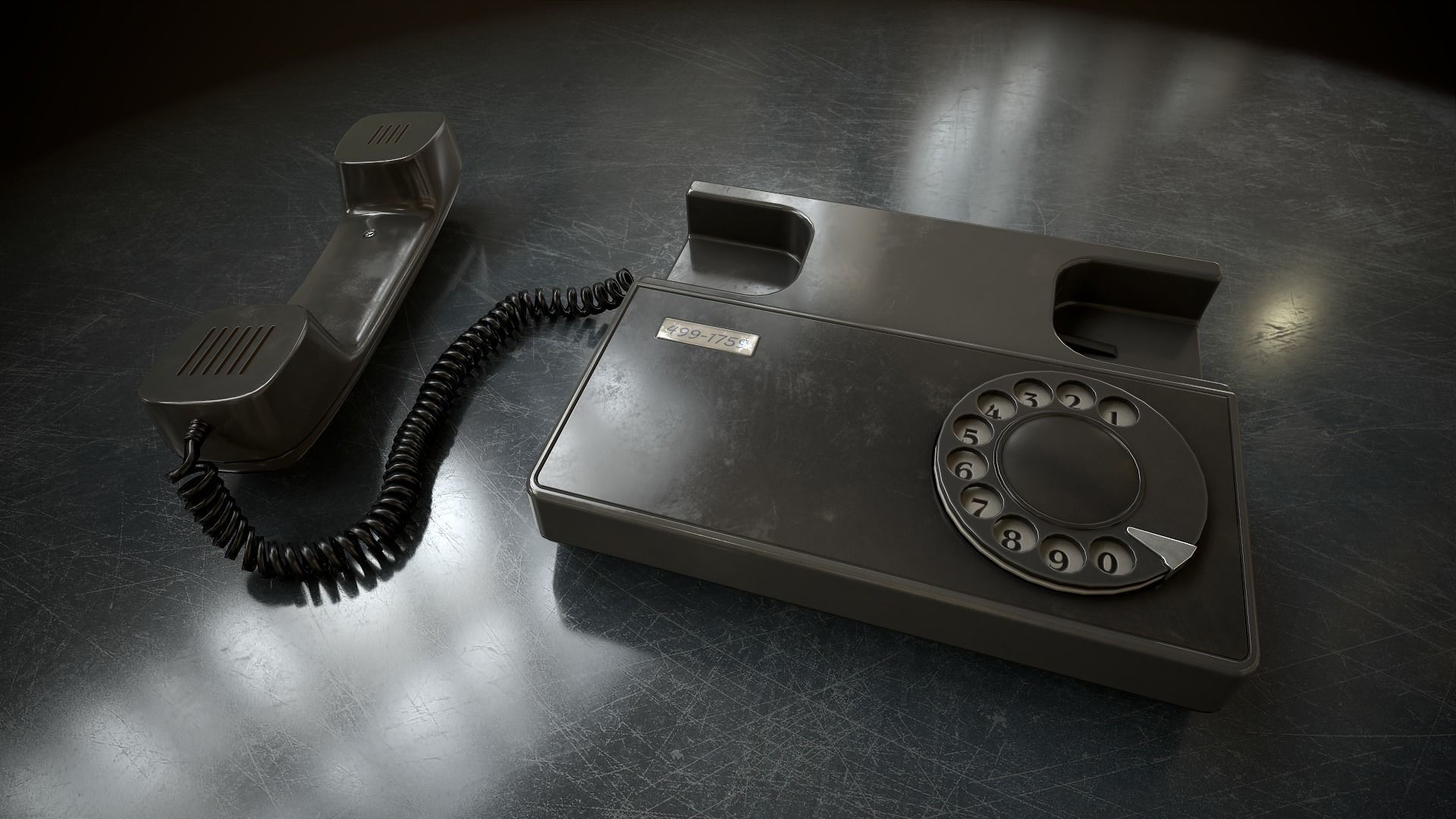 Retro telephone Low-poly 3D model_13