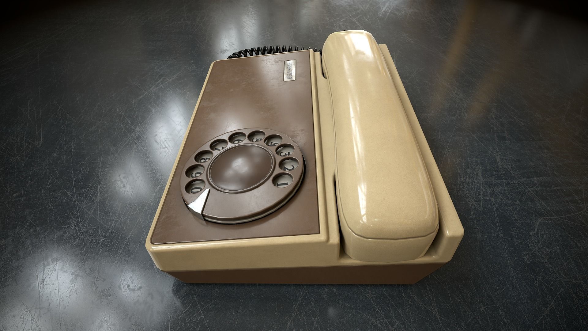 Retro telephone Low-poly 3D model_6