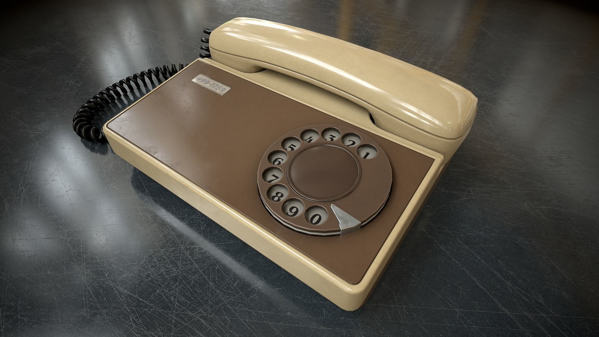 Retro telephone Low-poly 3D model_3