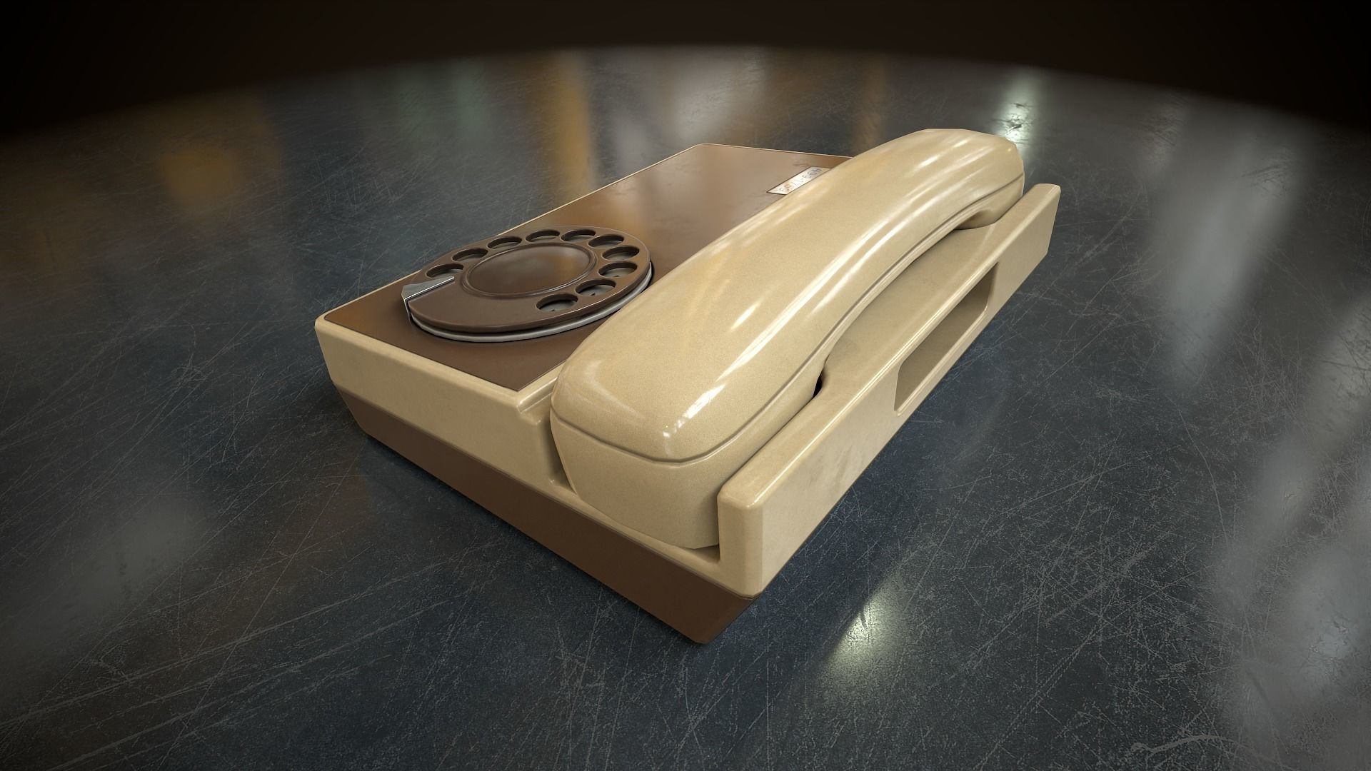 Retro telephone Low-poly 3D model_16