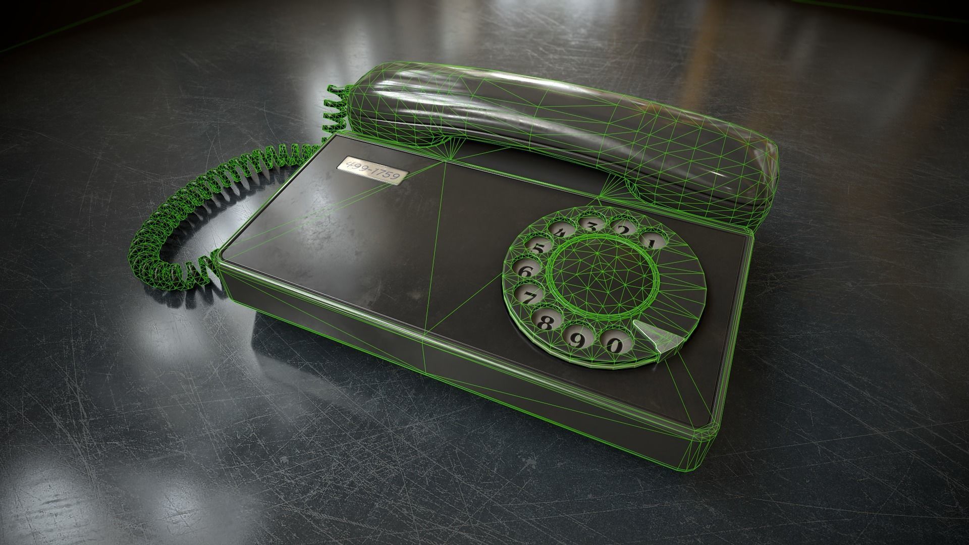 Retro telephone Low-poly 3D model_19