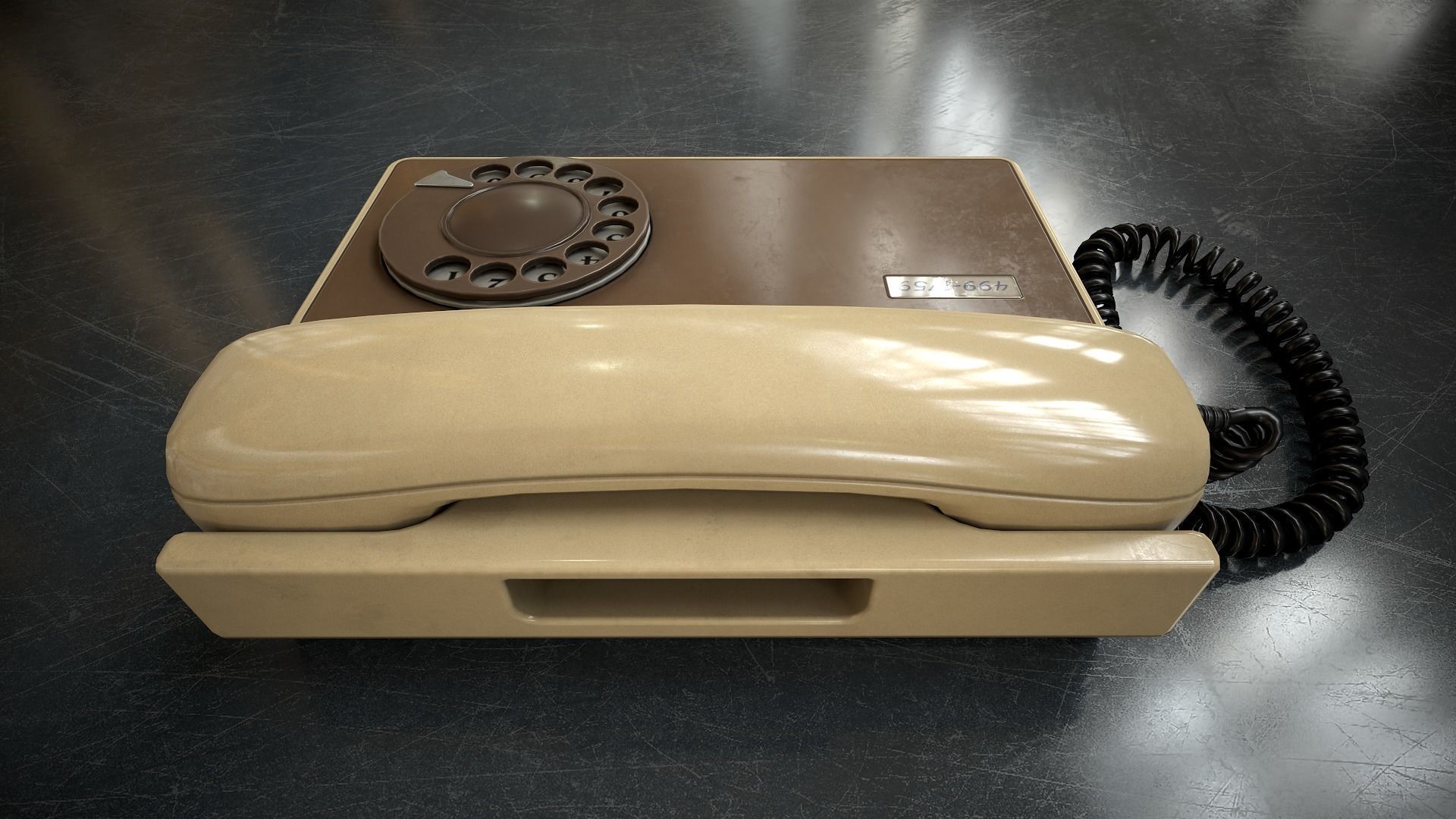 Retro telephone Low-poly 3D model_5