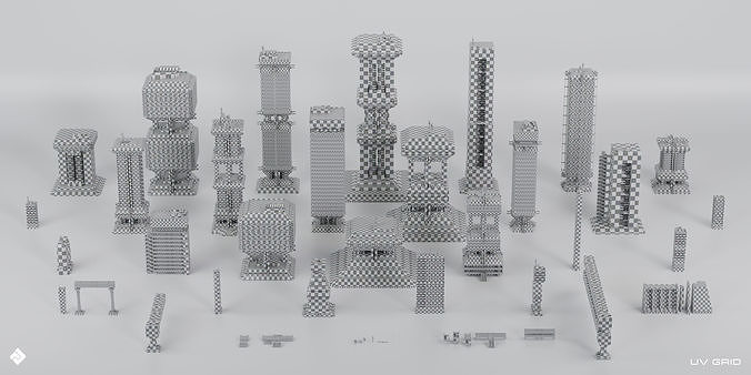 Brutalist Dystopia - Concrete Buildings Blender 3D Kitbash Pack 3D model 5