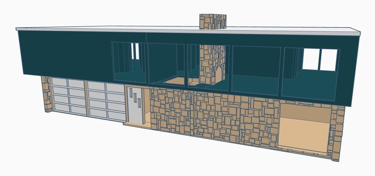 Contemporary Bi-Level Mid-Century House 1-64 S Scale  3D print model_2