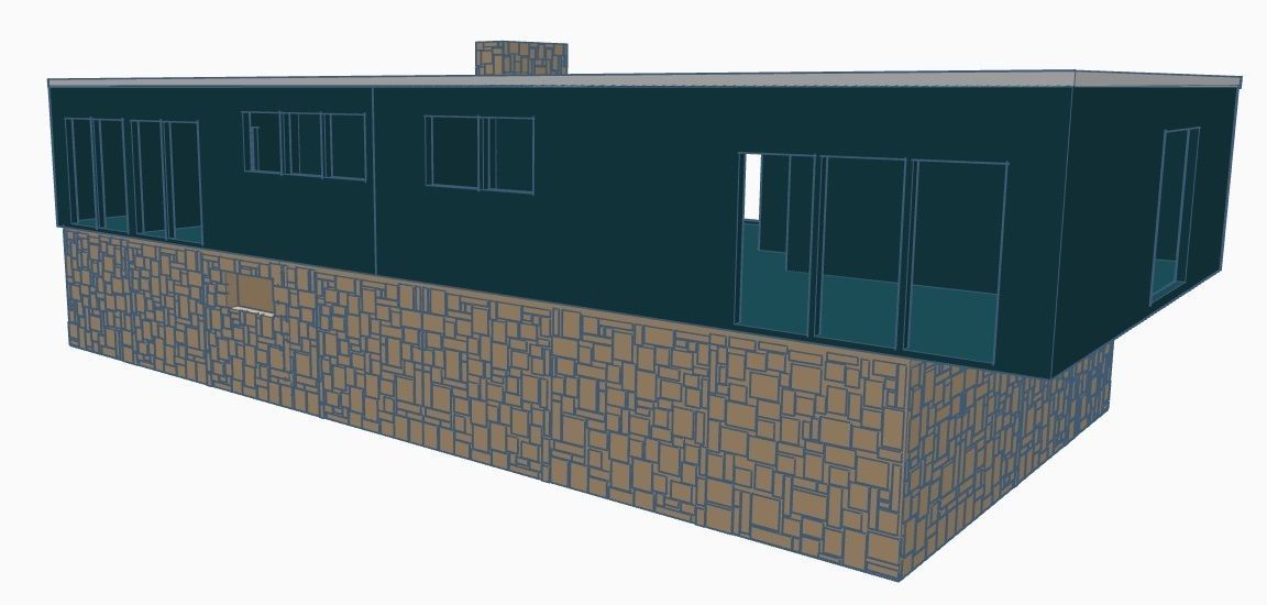 Contemporary Bi-Level Mid-Century House 1-64 S Scale  3D print model_1
