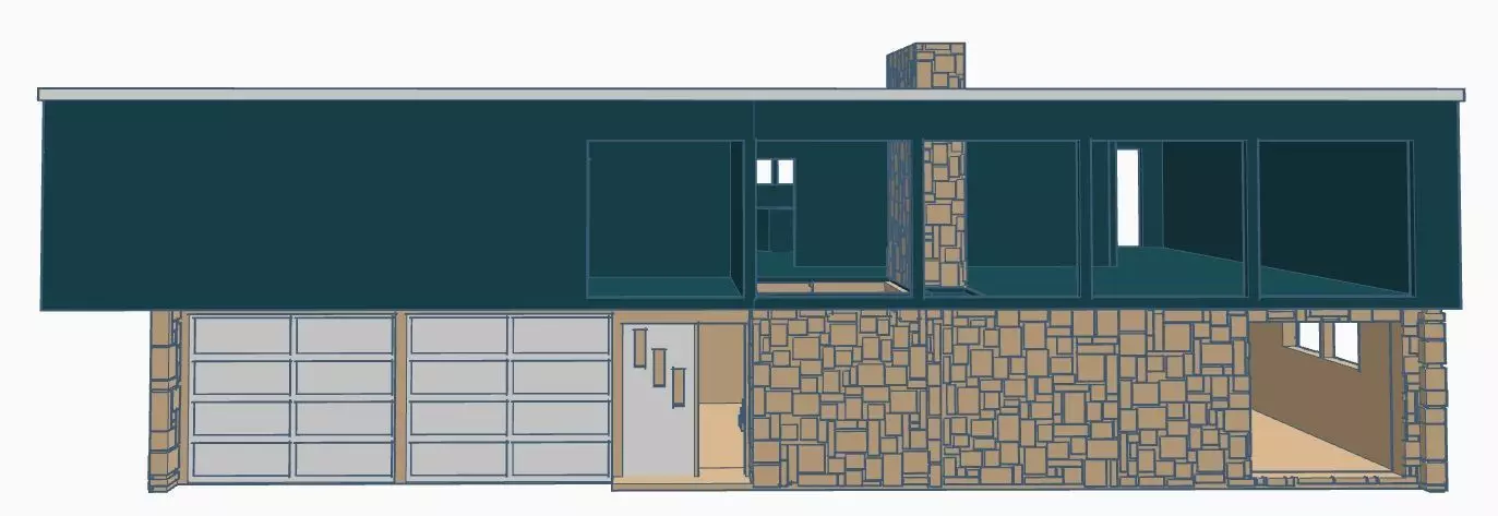 Contemporary Bi-Level Mid-Century House 1-64 S Scale  3D print model_0