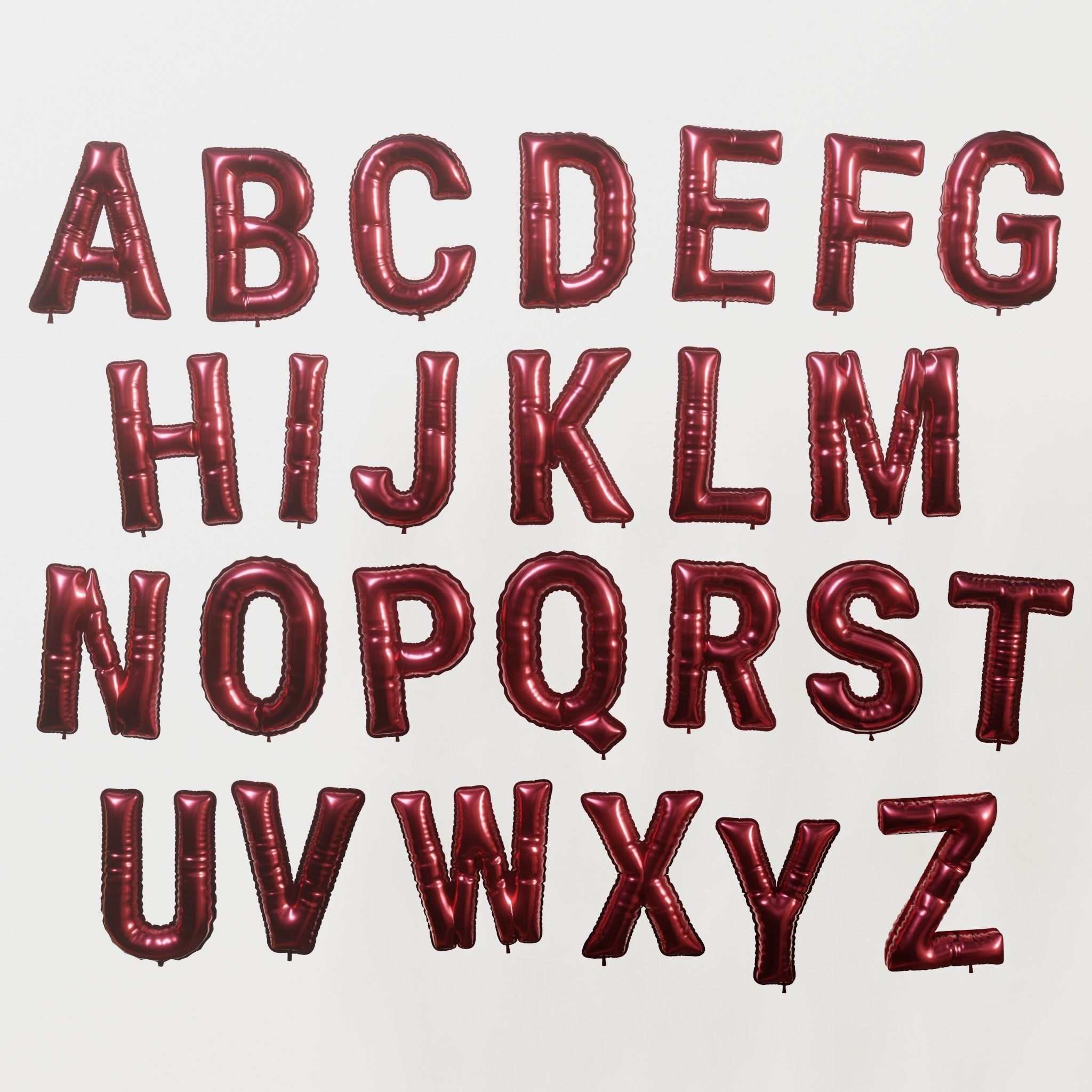 Balloons alphabet 5 colors 3D model_8