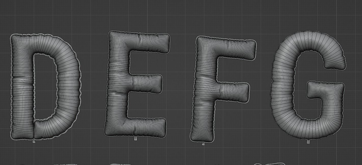 Balloons alphabet 5 colors 3D model_16