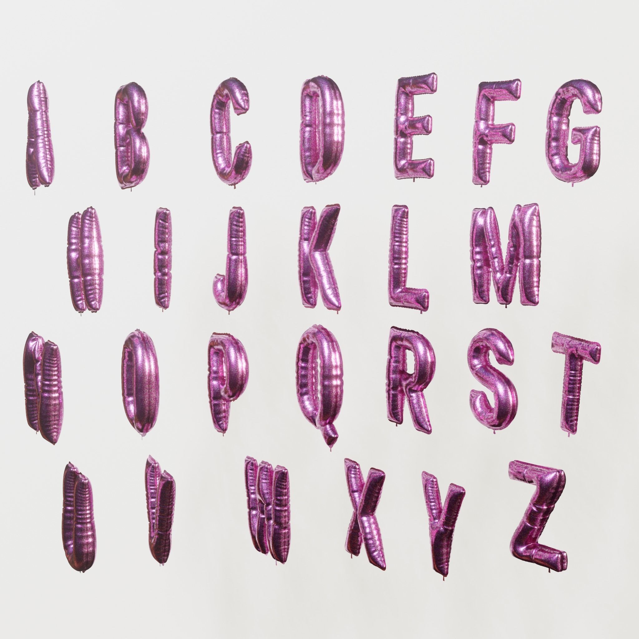 Balloons alphabet 5 colors 3D model_5
