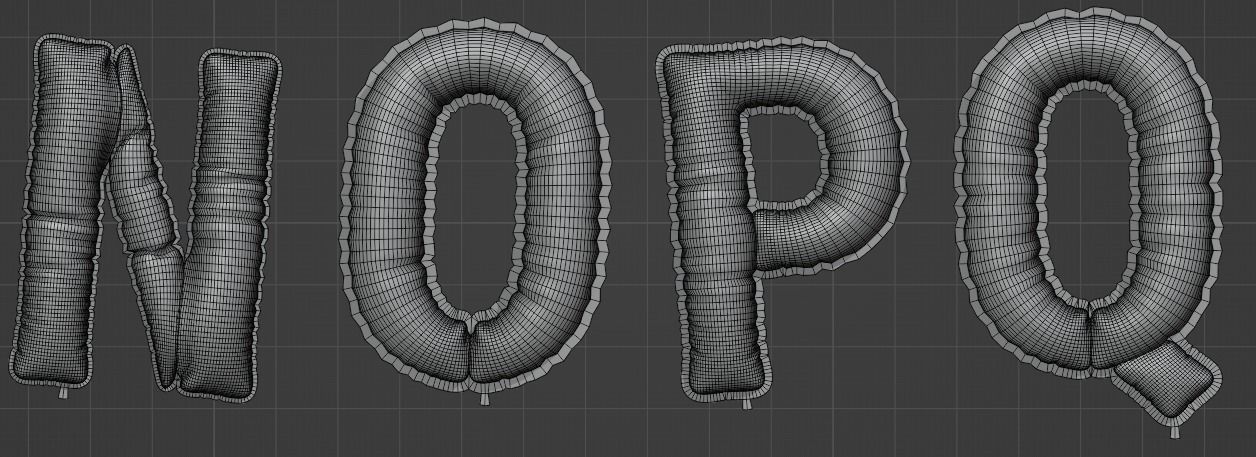 Balloons alphabet 5 colors 3D model_19