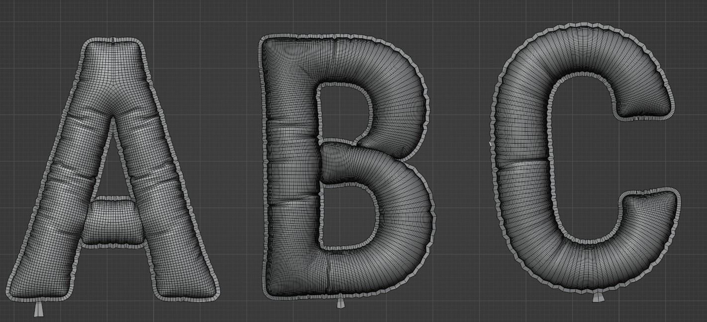Balloons alphabet 5 colors 3D model_15