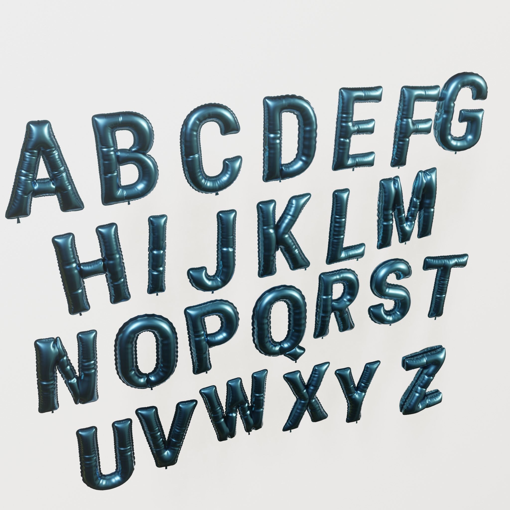 Balloons alphabet 5 colors 3D model_6