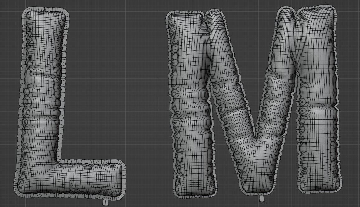 Balloons alphabet 5 colors 3D model_18