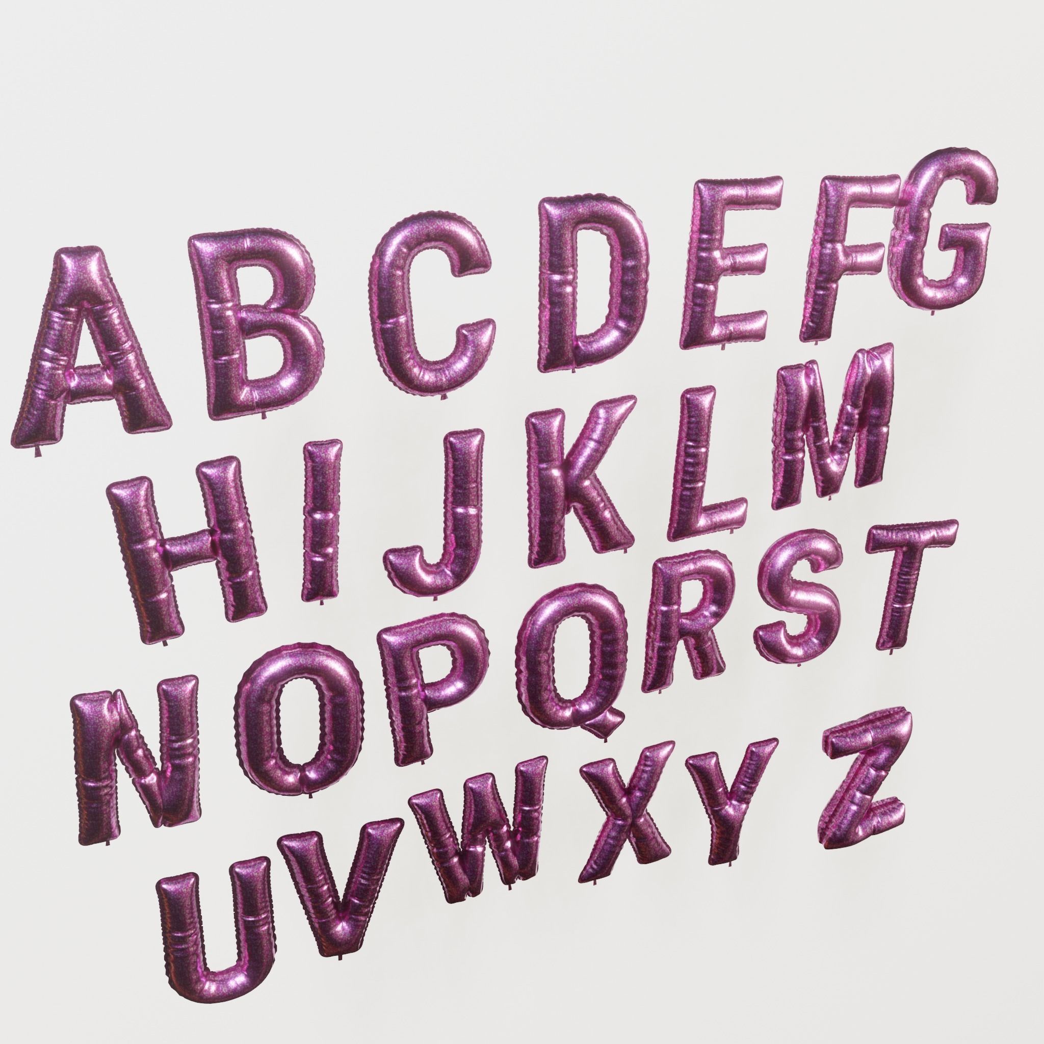 Balloons alphabet 5 colors 3D model_4