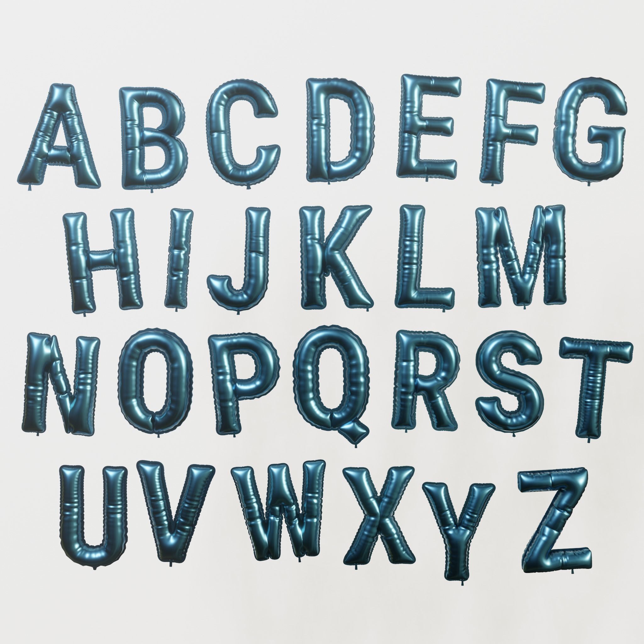 Balloons alphabet 5 colors 3D model_3
