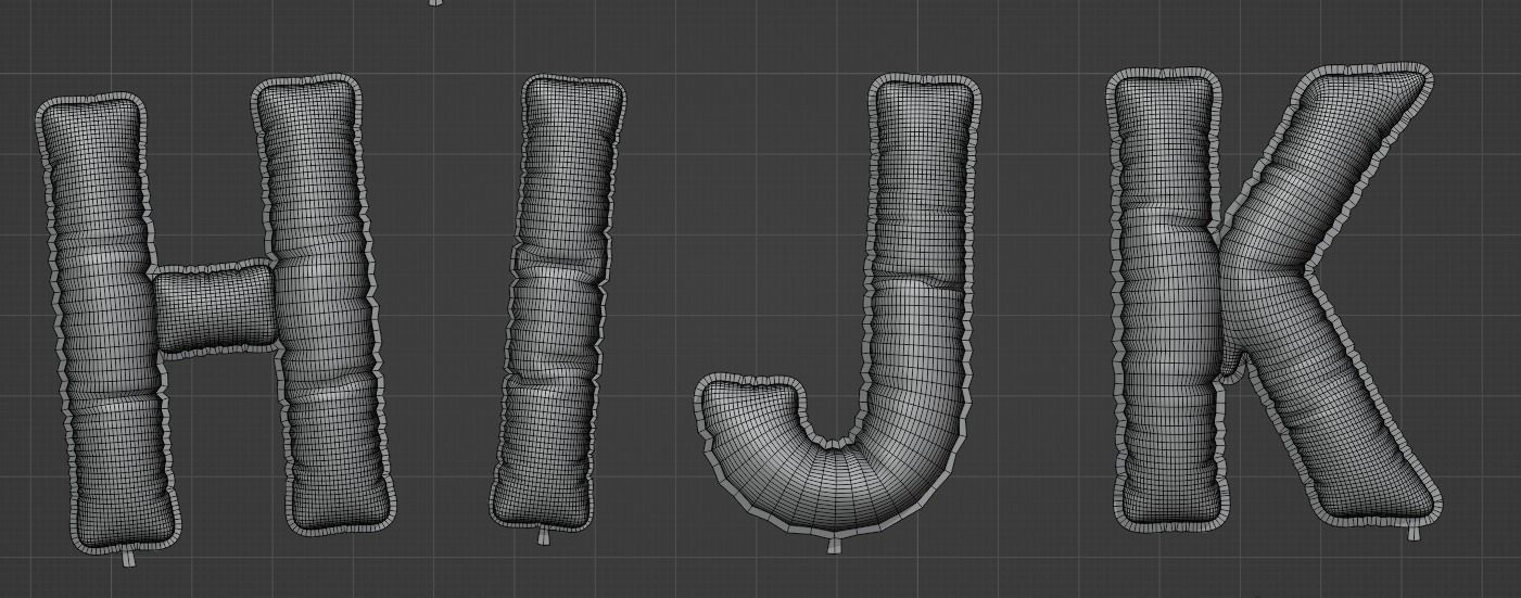 Balloons alphabet 5 colors 3D model_17