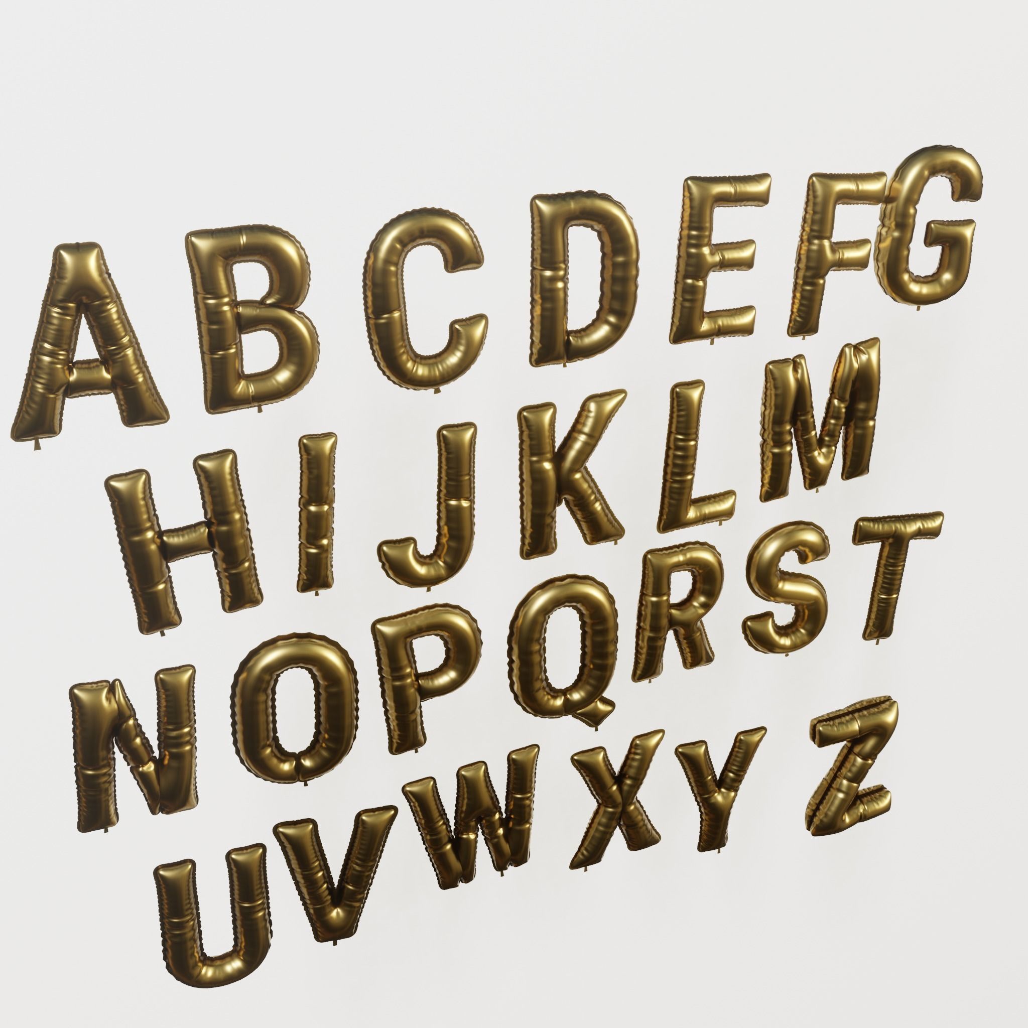 Balloons alphabet 5 colors 3D model_13