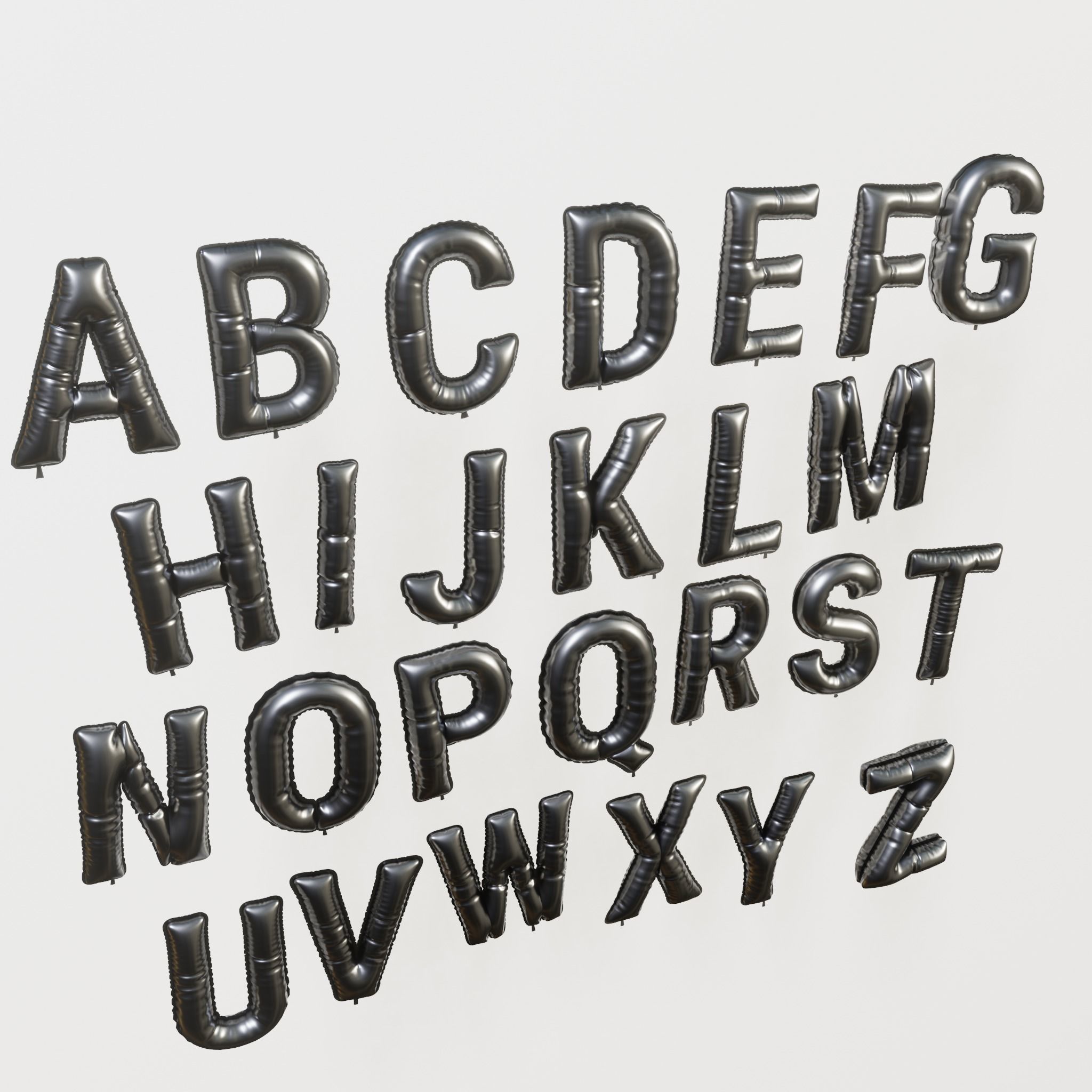 Balloons alphabet 5 colors 3D model_11