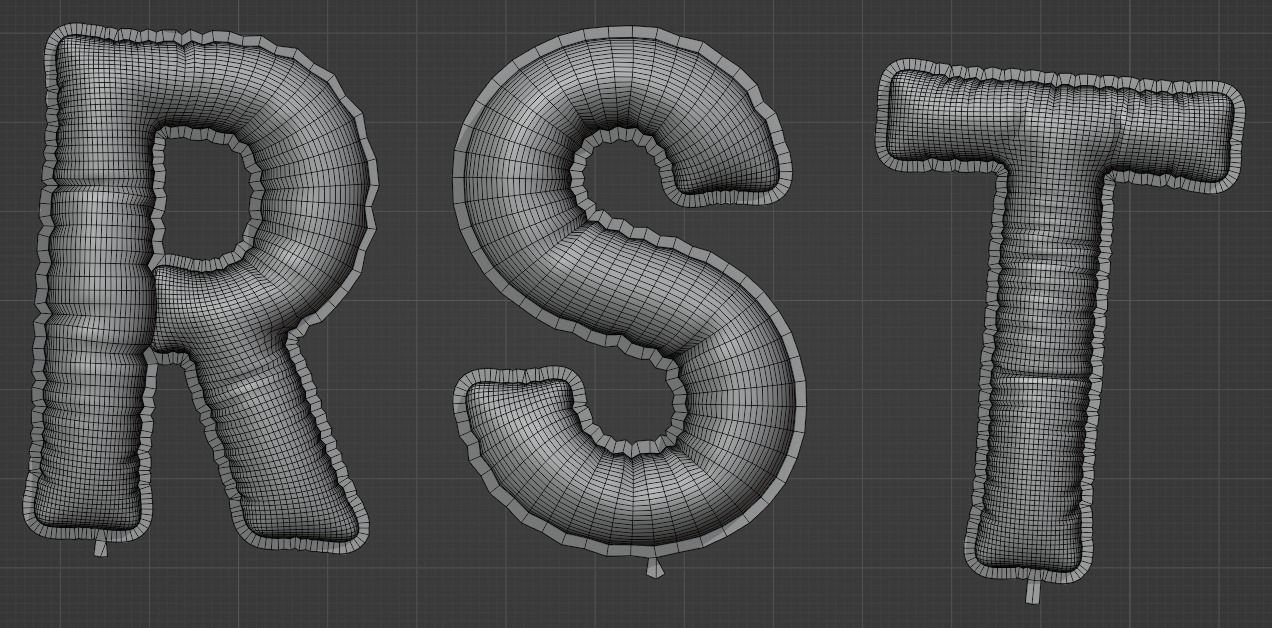 Balloons alphabet 5 colors 3D model_20