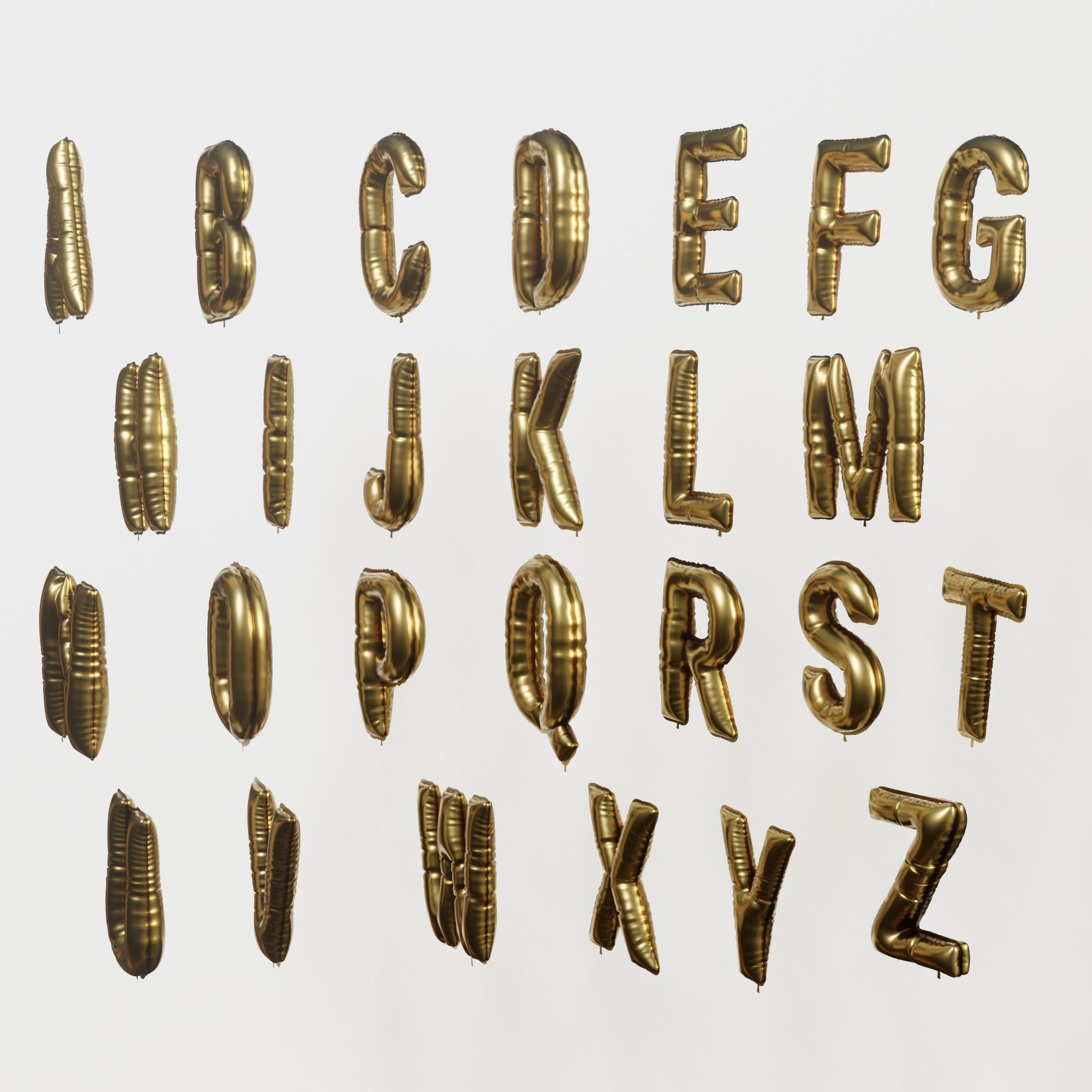 Balloons alphabet 5 colors 3D model_14