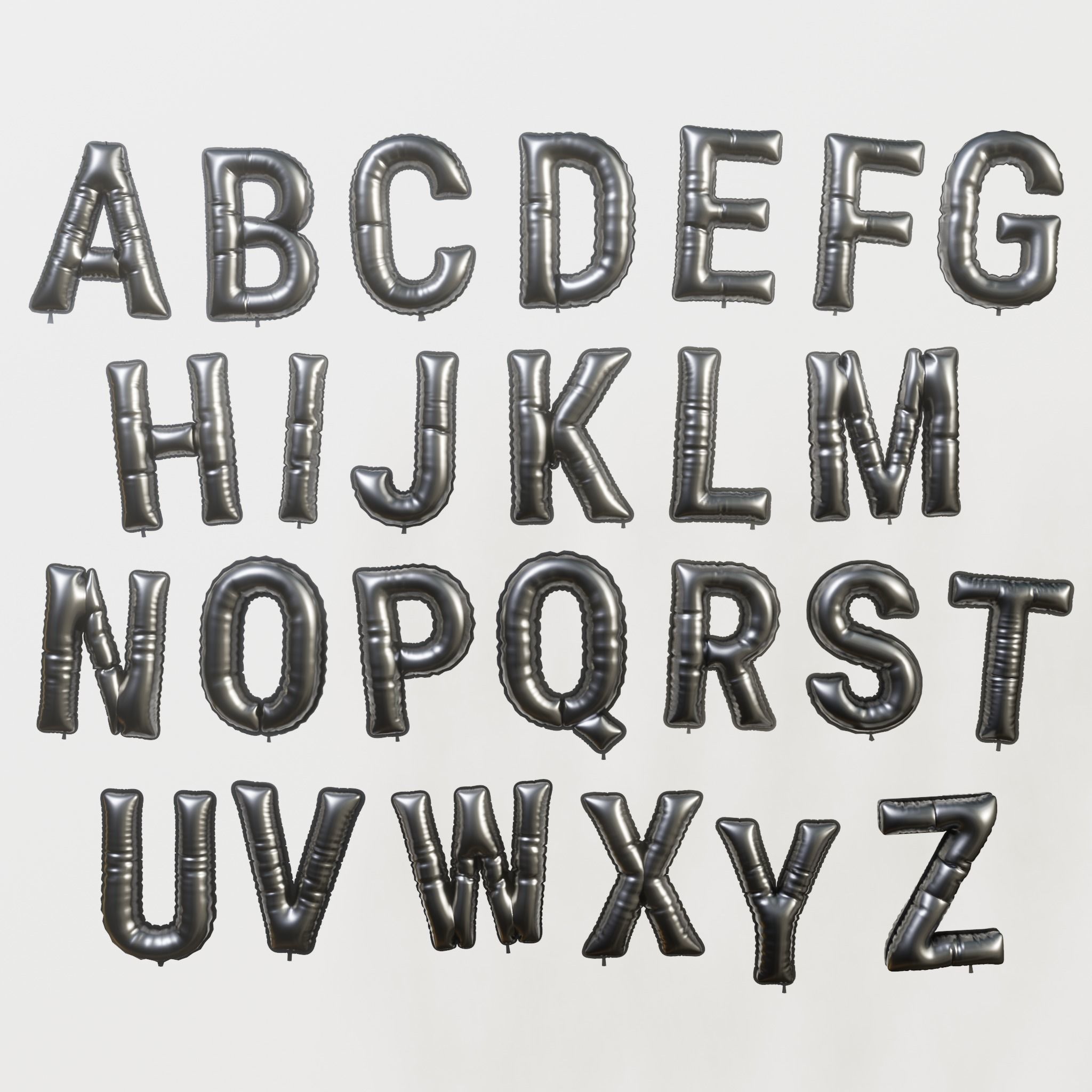 Balloons alphabet 5 colors 3D model_2