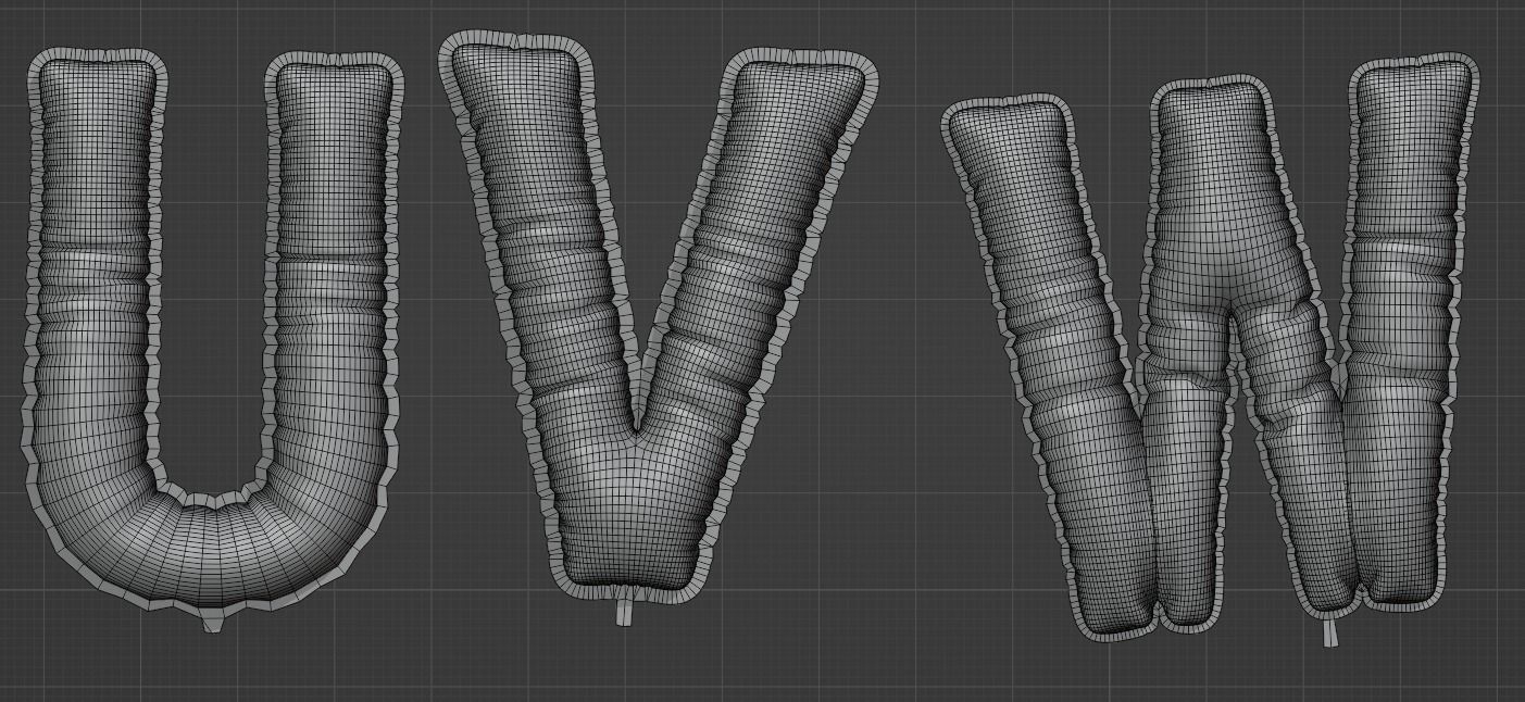 Balloons alphabet 5 colors 3D model_21