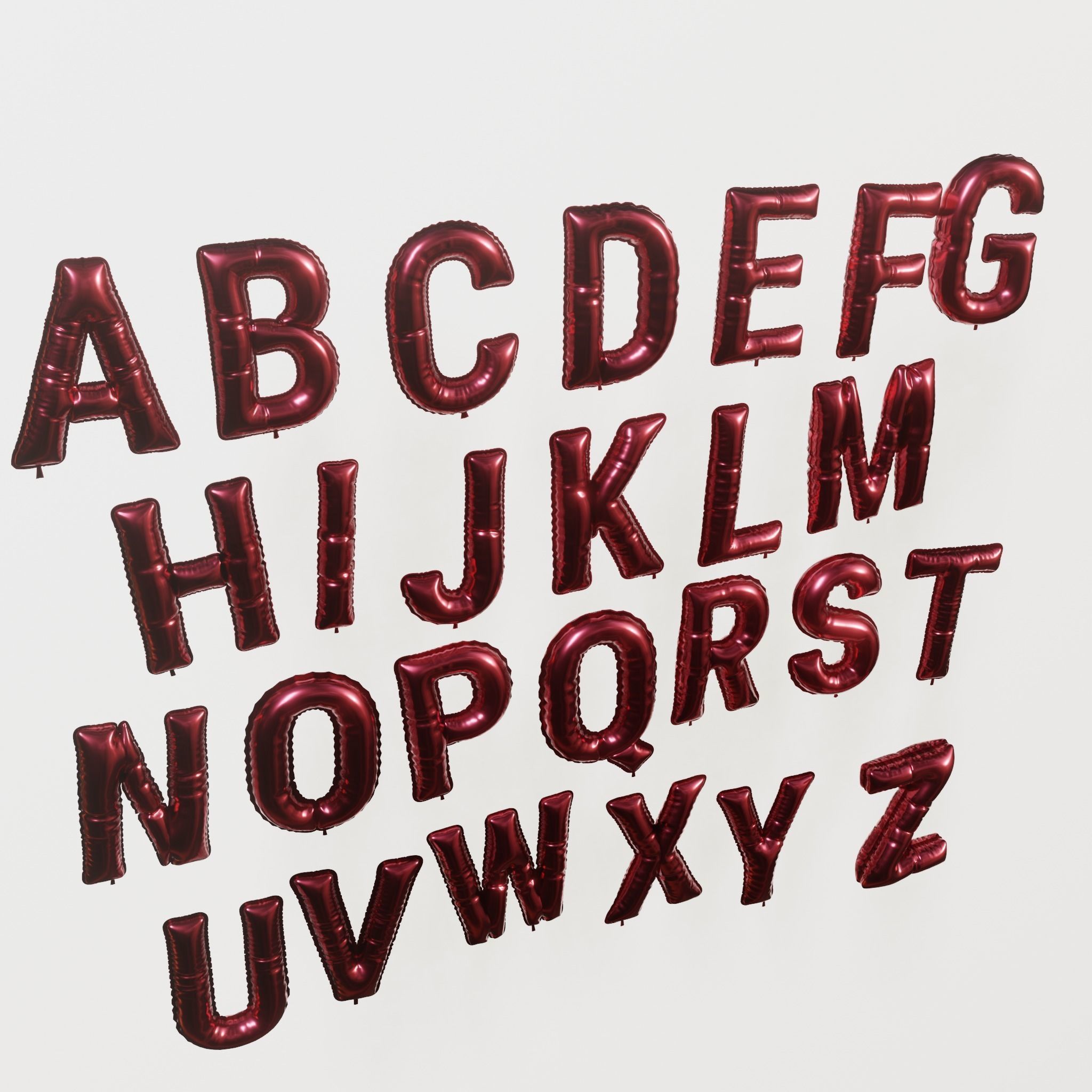 Balloons alphabet 5 colors 3D model_9