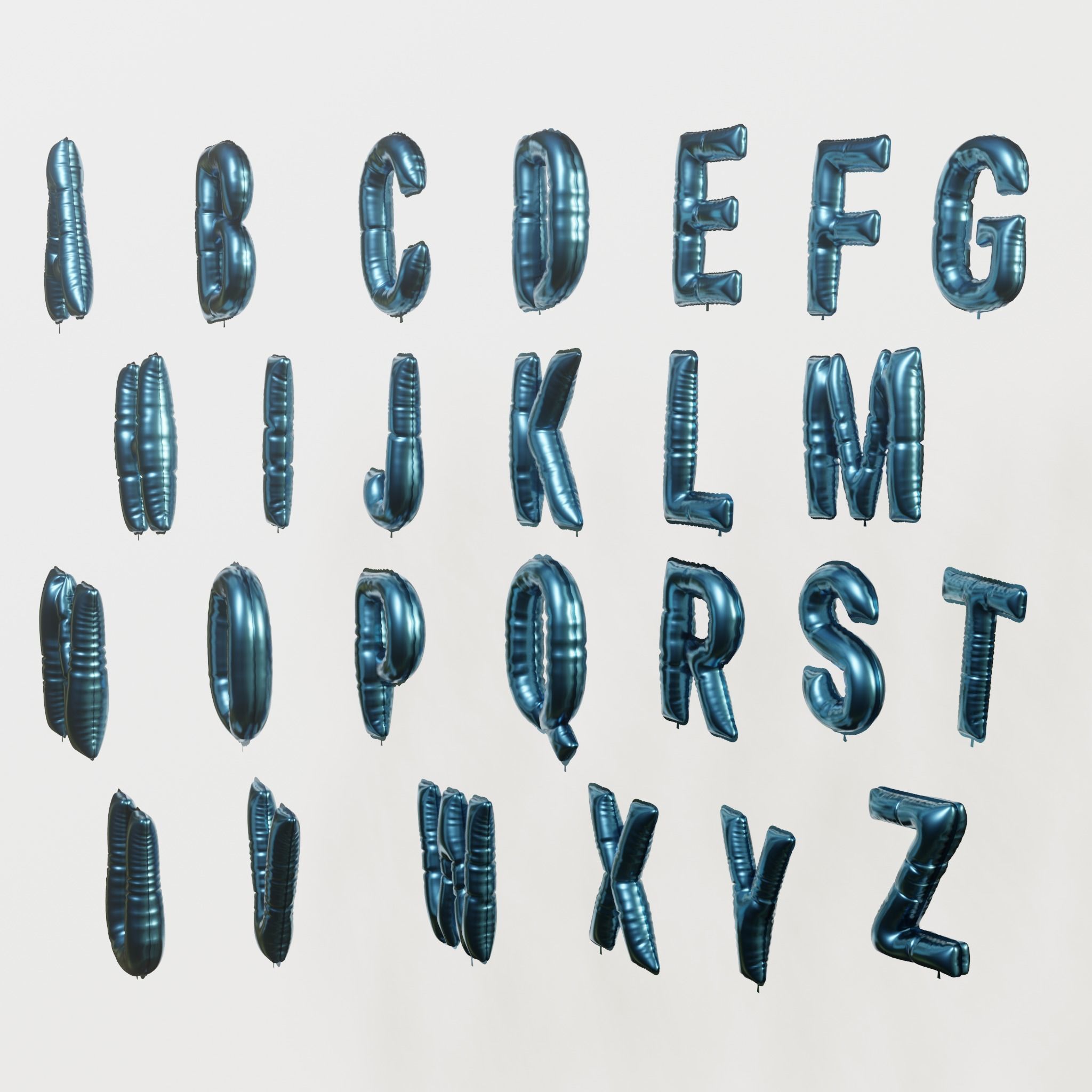 Balloons alphabet 5 colors 3D model_7