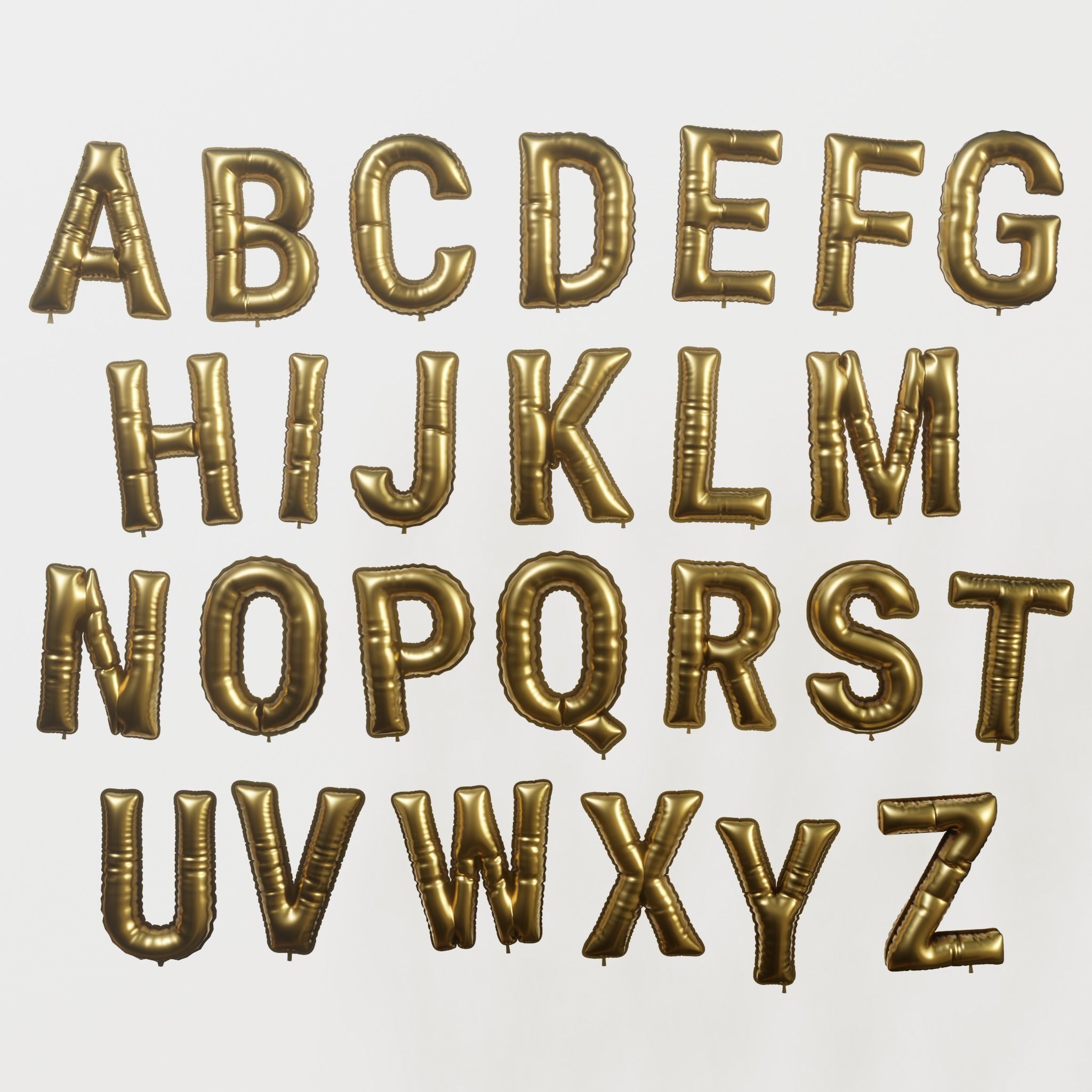 Balloons alphabet 5 colors 3D model_1