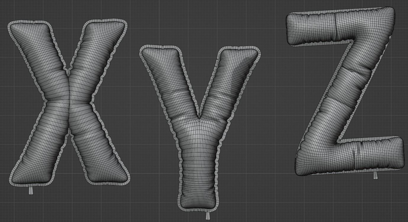 Balloons alphabet 5 colors 3D model_22