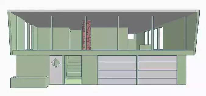 Mid-Century Bi-Level House 1-64 S Scale  3D print model