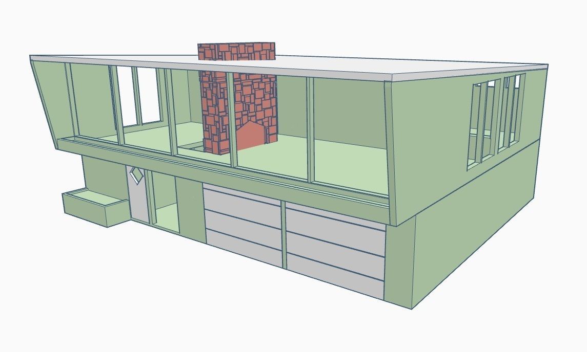 Mid-Century Bi-Level House 1-64 S Scale 3D print model_2