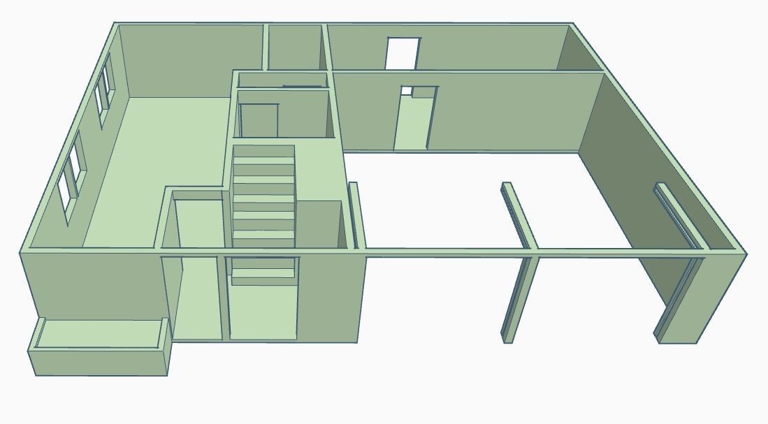 Mid-Century Bi-Level House 1-64 S Scale 3D print model_6