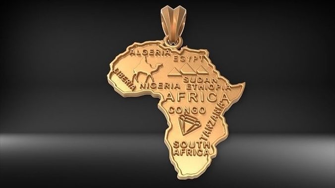 MAP OF AFRICA PENDANT NECKLACE JEWELRY  3D print model