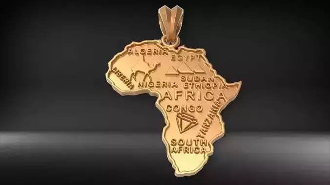 MAP OF AFRICA PENDANT NECKLACE JEWELRY 