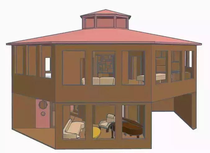 Octagon House 1-64 S Scale