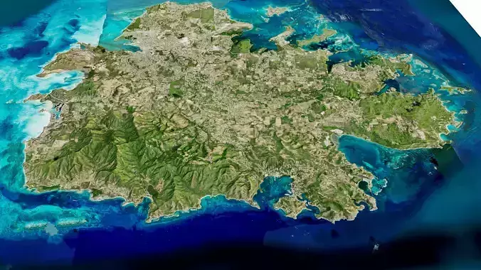 Antigua Islands 3d model terrain