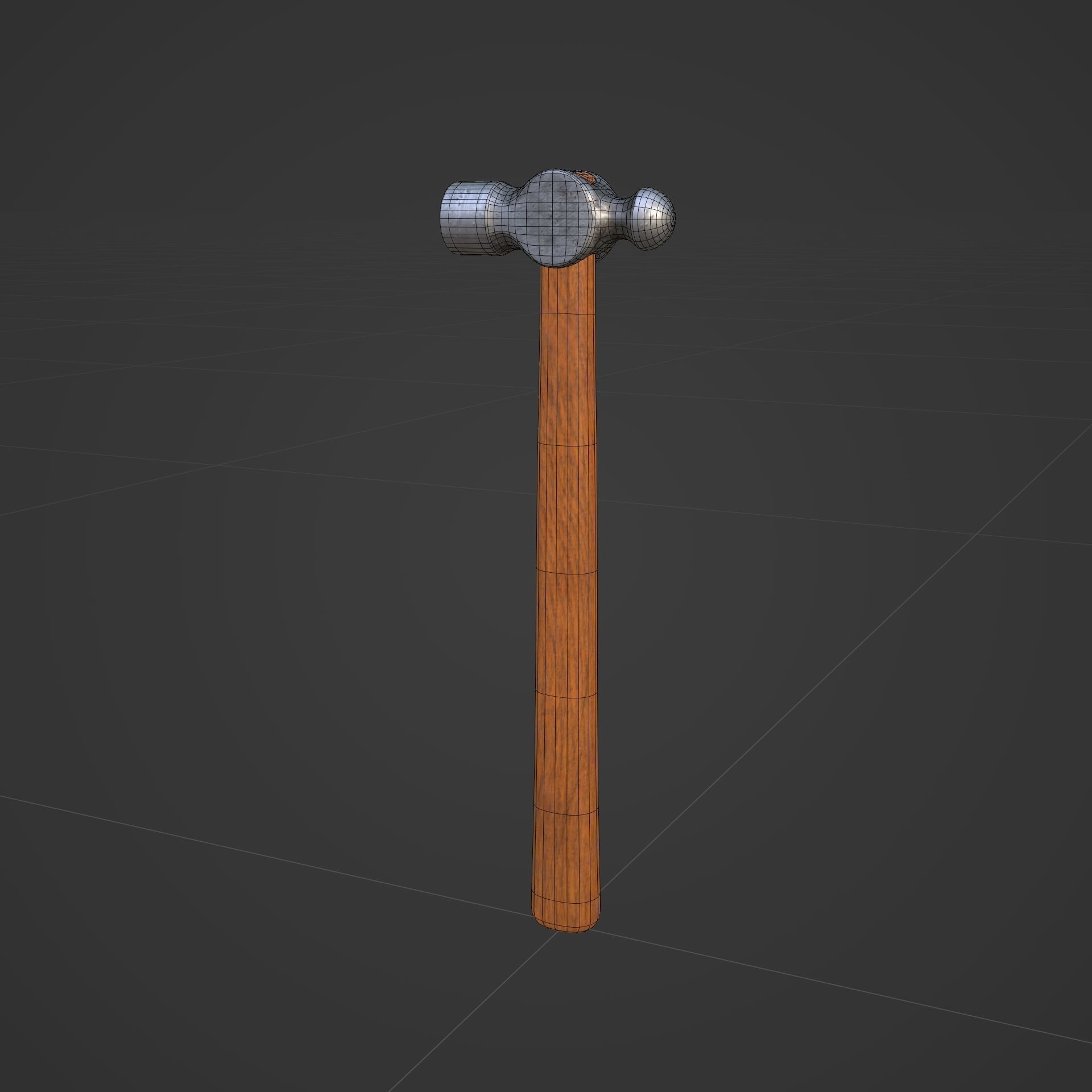 Ball-peen hammer Low-poly 3D model_6
