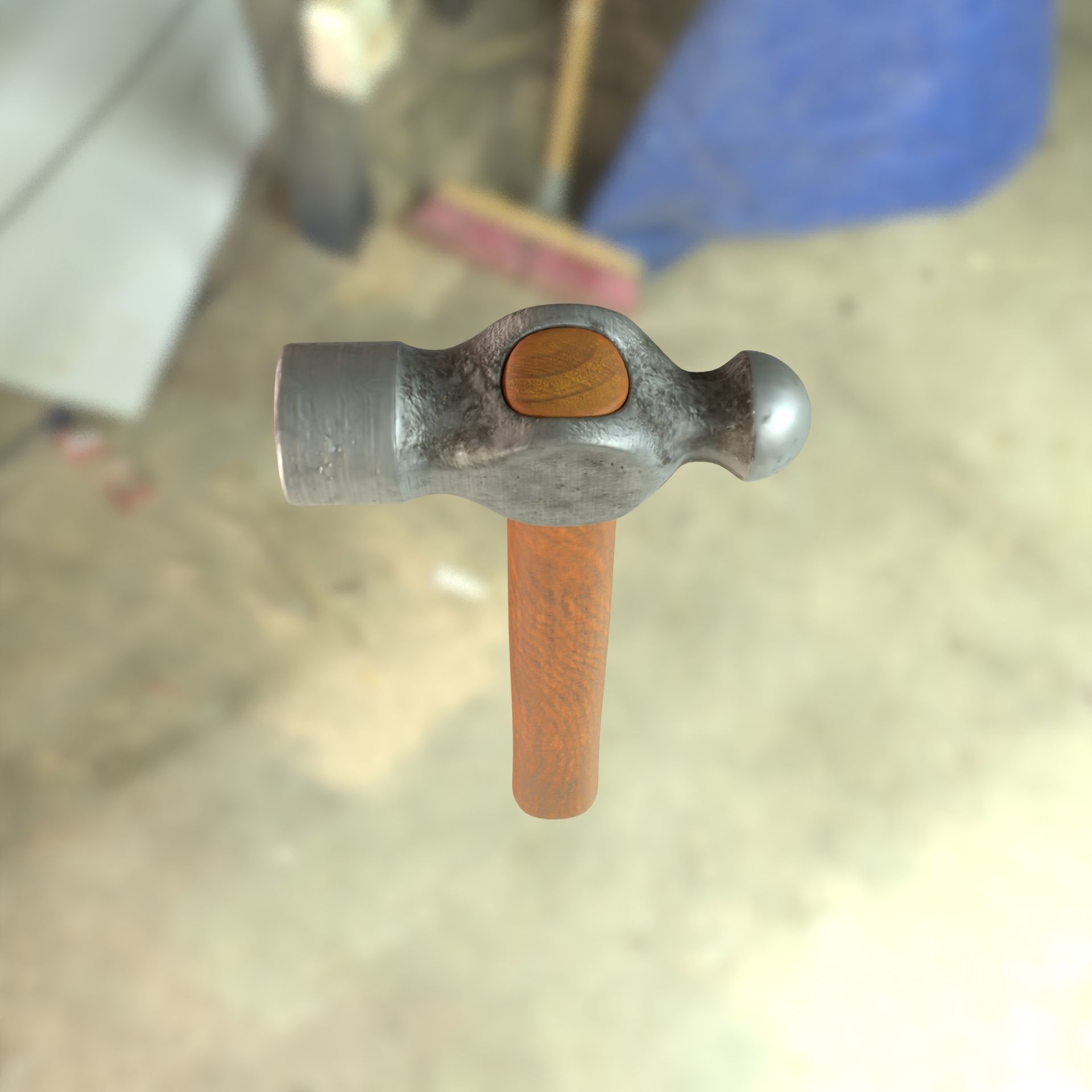 Ball-peen hammer Low-poly 3D model_2
