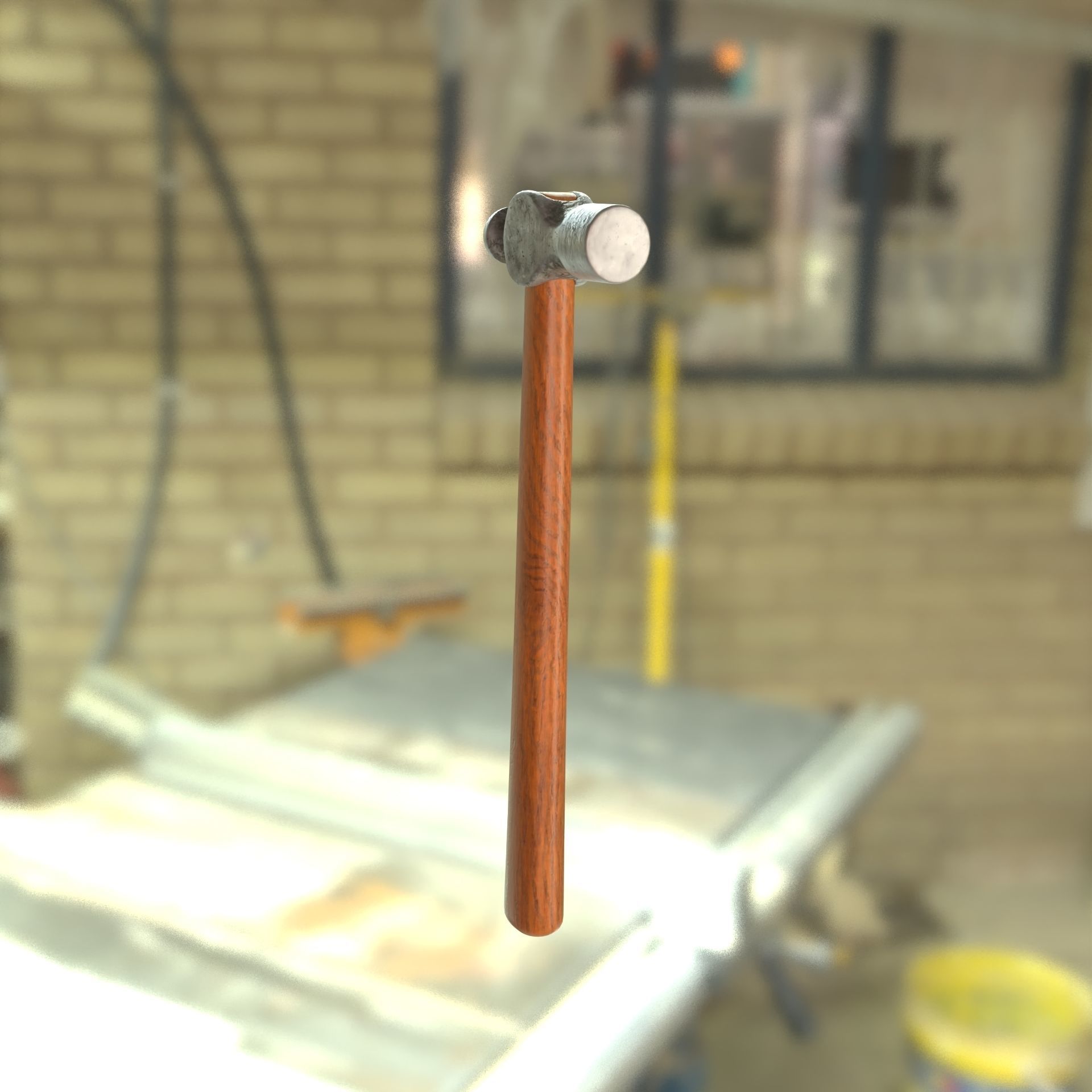 Ball-peen hammer Low-poly 3D model_4