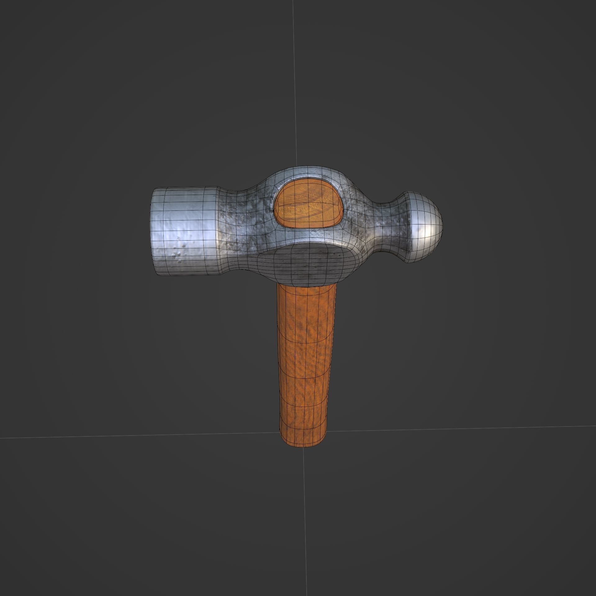 Ball-peen hammer Low-poly 3D model_7