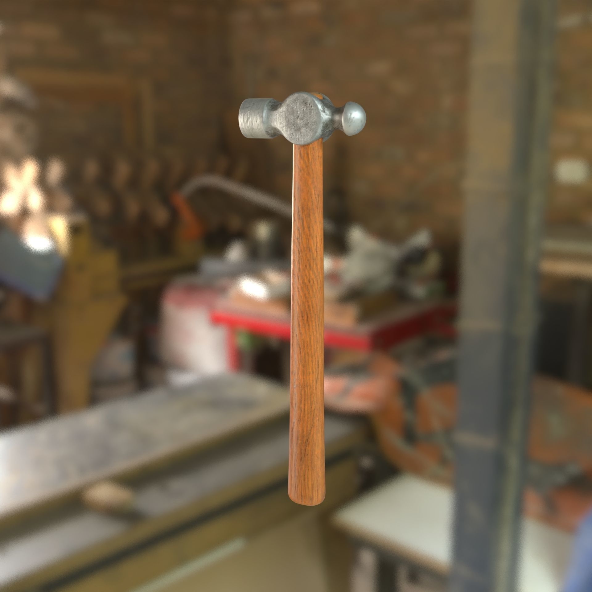 Ball-peen hammer Low-poly 3D model_1
