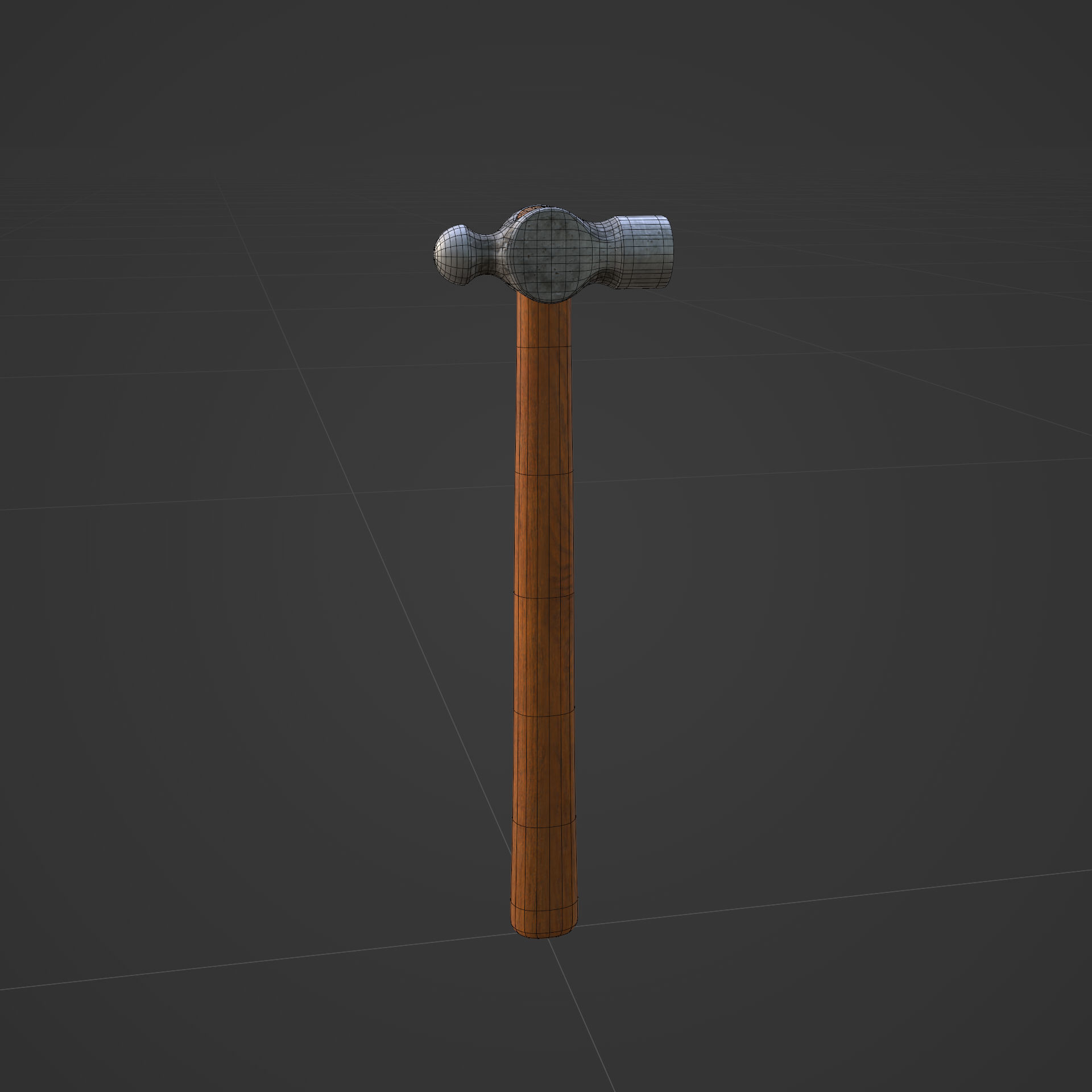 Ball-peen hammer Low-poly 3D model_5