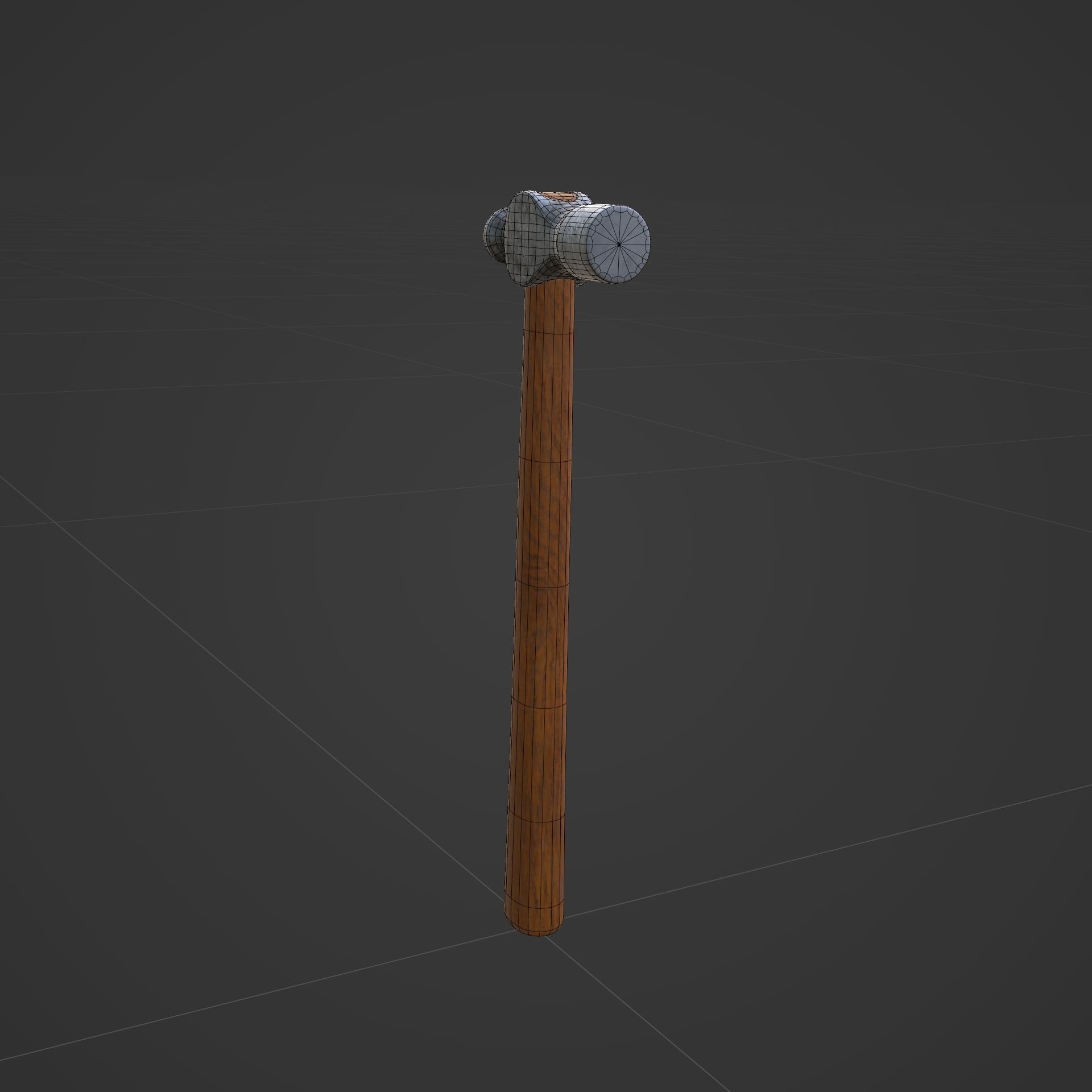 Ball-peen hammer Low-poly 3D model_9