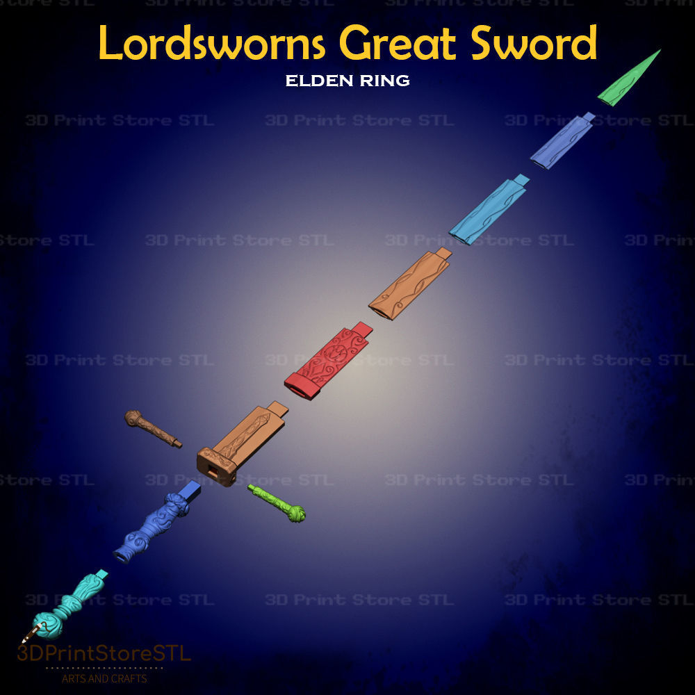 Lordsworns Great Sword Cosplay Elden Ring - STL File 3D print model_3