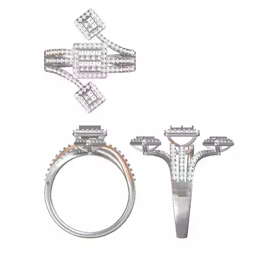 diamond baguette fancy rings jewelry ringsize 13hk 3D print model