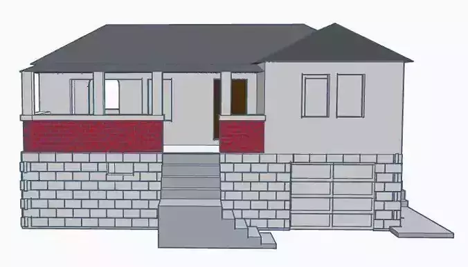 Contemporary Brick House 1-64 S Scale