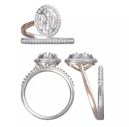 oval round  cluster pave setting rings jewelry