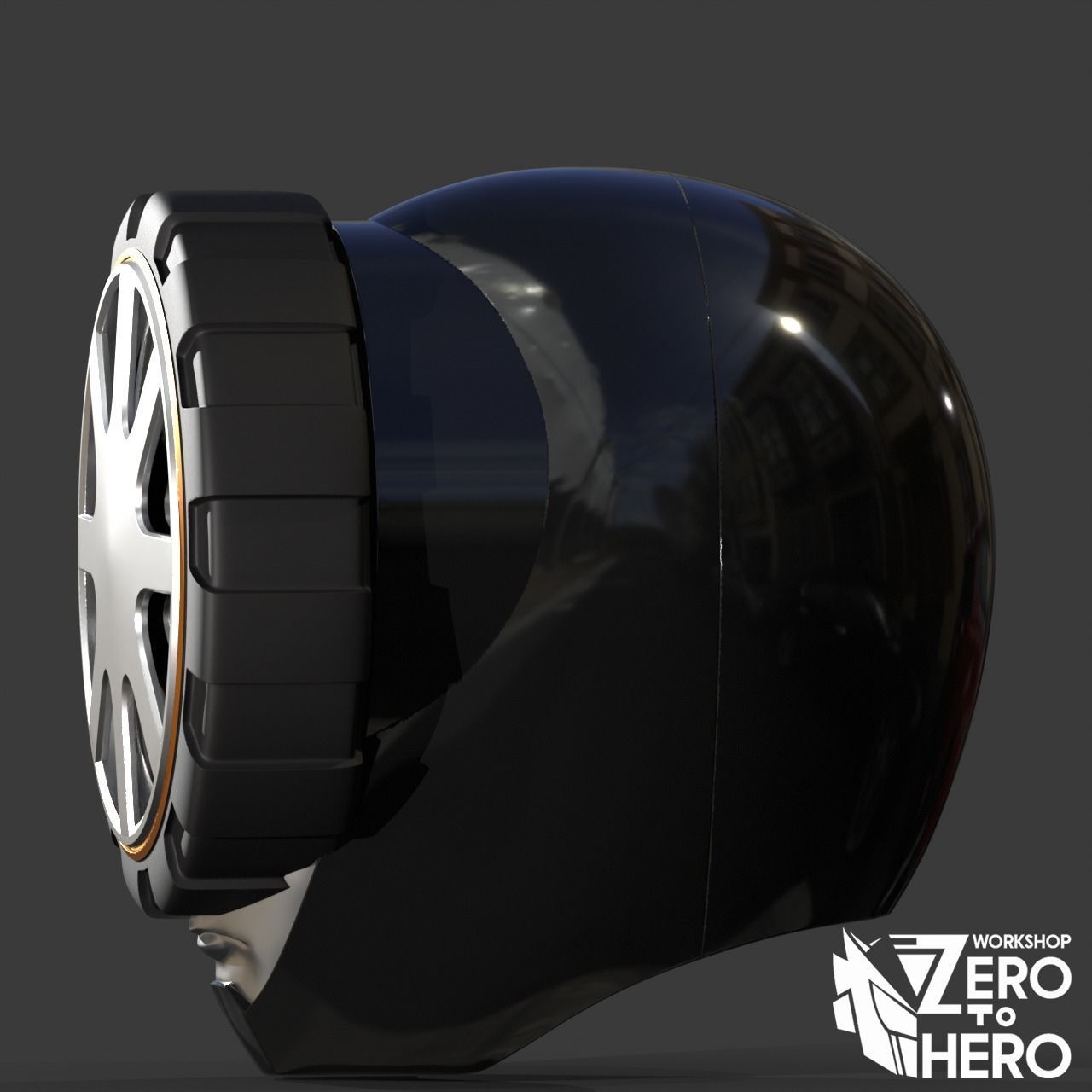 Super sentai Boonboomger Black Ranger Helmet 3D print model_2