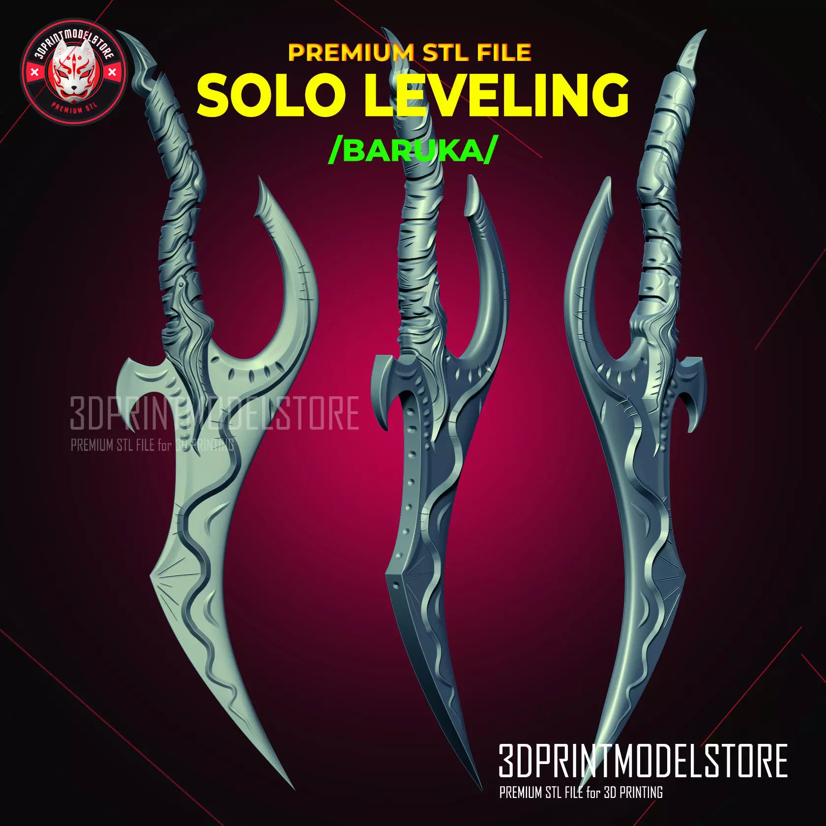 Baruka Dagger Solo Leveling Cosplay Weapon - Premium STL Files 3D print model_0